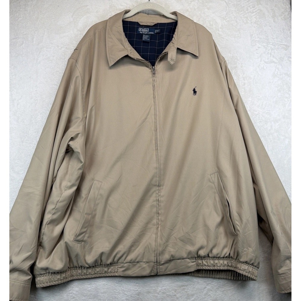 Polo Ralph Lauren Mens Jacket 3XLT Big Tall Khaki Lightweight Full Zip Pony